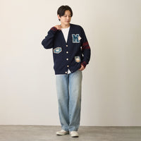 Cardigan tejido Mofusand azul marino, estilo lanzador