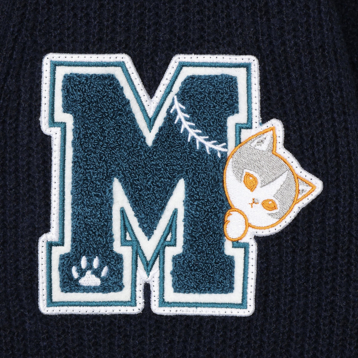 Cardigan tejido Mofusand azul marino, estilo lanzador