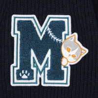 Cardigan tejido Mofusand azul marino, estilo lanzador
