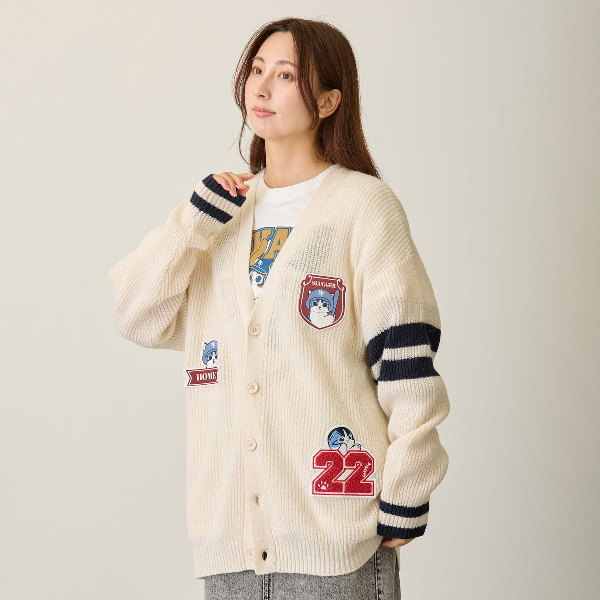 Cardigan tejido Mofusand Bateador - natural