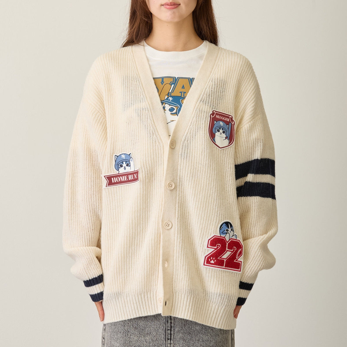Cardigan tejido Mofusand Bateador - natural