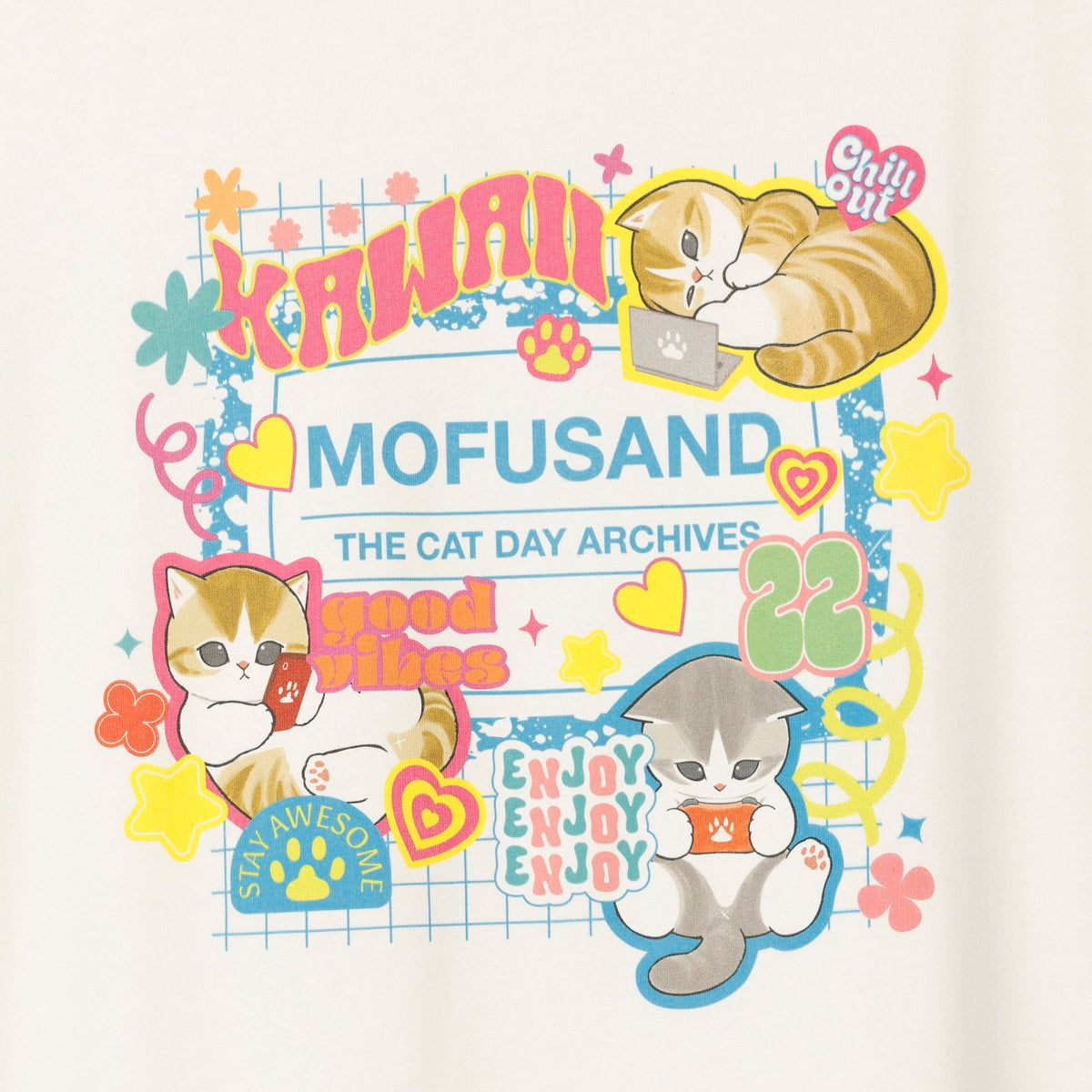 Polera mofusand THE CAT DAY ARCHIVES blanca