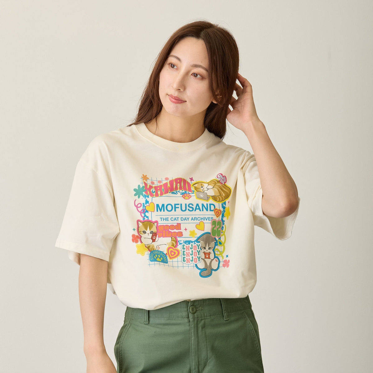 Polera mofusand THE CAT DAY ARCHIVES blanca
