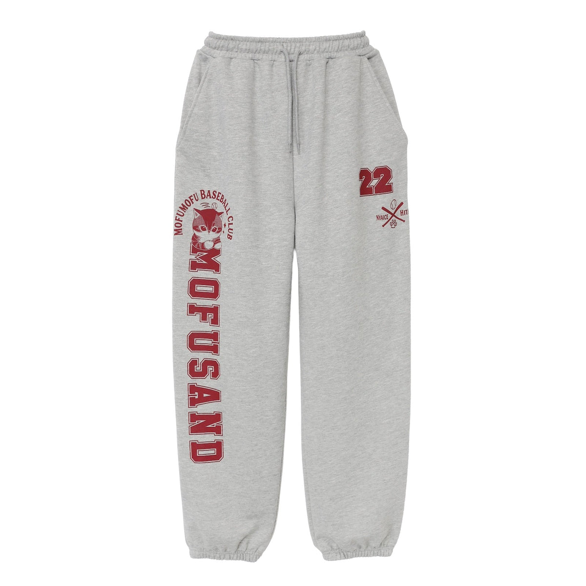 Pantalón de buzo Mofusand ¡Buen batazo, miau! gris jaspeado