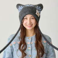 Gorro tejido mofusand NORDIC con orejas de gato, carbón