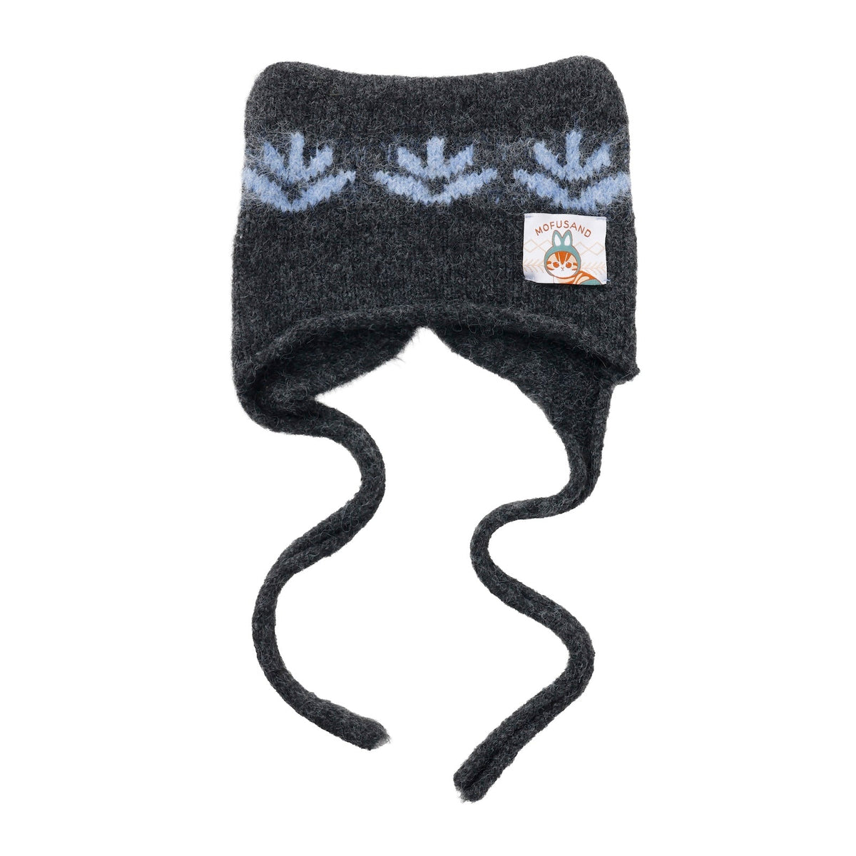 Gorro tejido mofusand NORDIC con orejas de gato, carbón