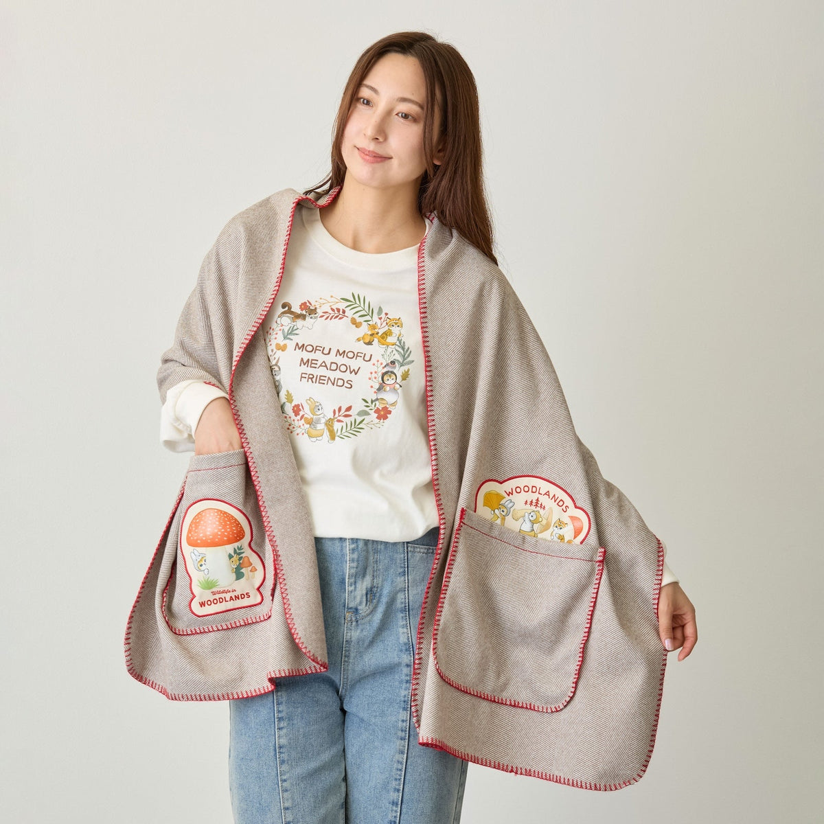 Mofusand Woodland: estola manta beige Mushroom