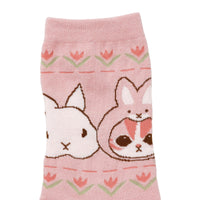 Calcetines mofusand Woodland Bunny rosados
