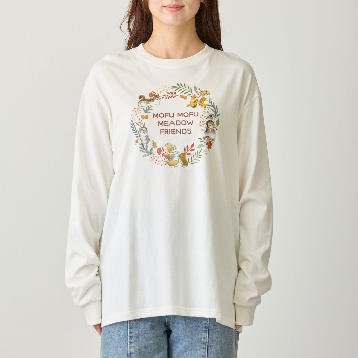 Polera mofusand Meadow Friends blanca
