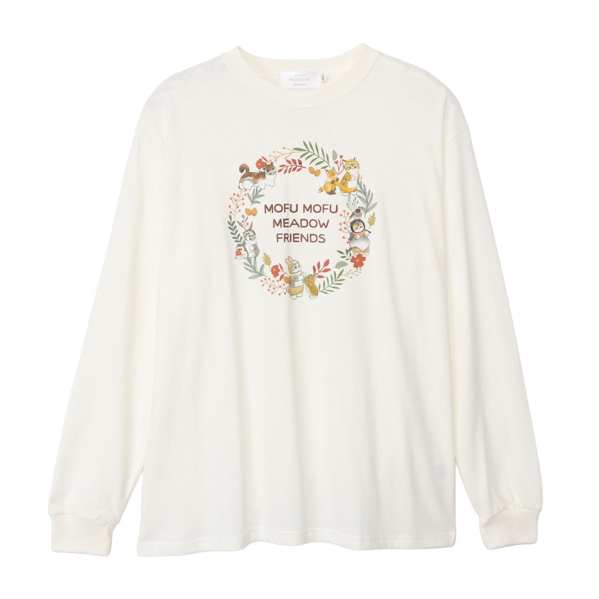 Polera mofusand Meadow Friends blanca