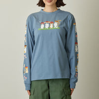 Polera manga larga mofusand Woodlands Mushroom azul celeste