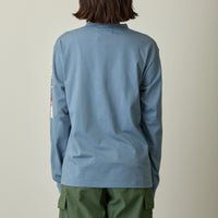 Polera manga larga mofusand Woodlands Mushroom azul celeste