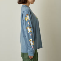 Polera manga larga mofusand Woodlands Mushroom azul celeste