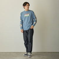 Polera manga larga mofusand Woodlands Mushroom azul celeste