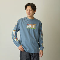 Polera manga larga mofusand Woodlands Mushroom azul celeste