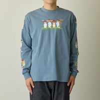 Polera manga larga mofusand Woodlands Mushroom azul celeste