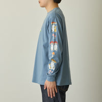 Polera manga larga mofusand Woodlands Mushroom azul celeste