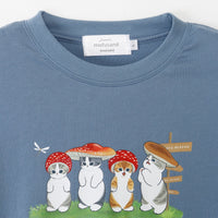 Polera manga larga mofusand Woodlands Mushroom azul celeste