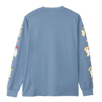 Polera manga larga mofusand Woodlands Mushroom azul celeste