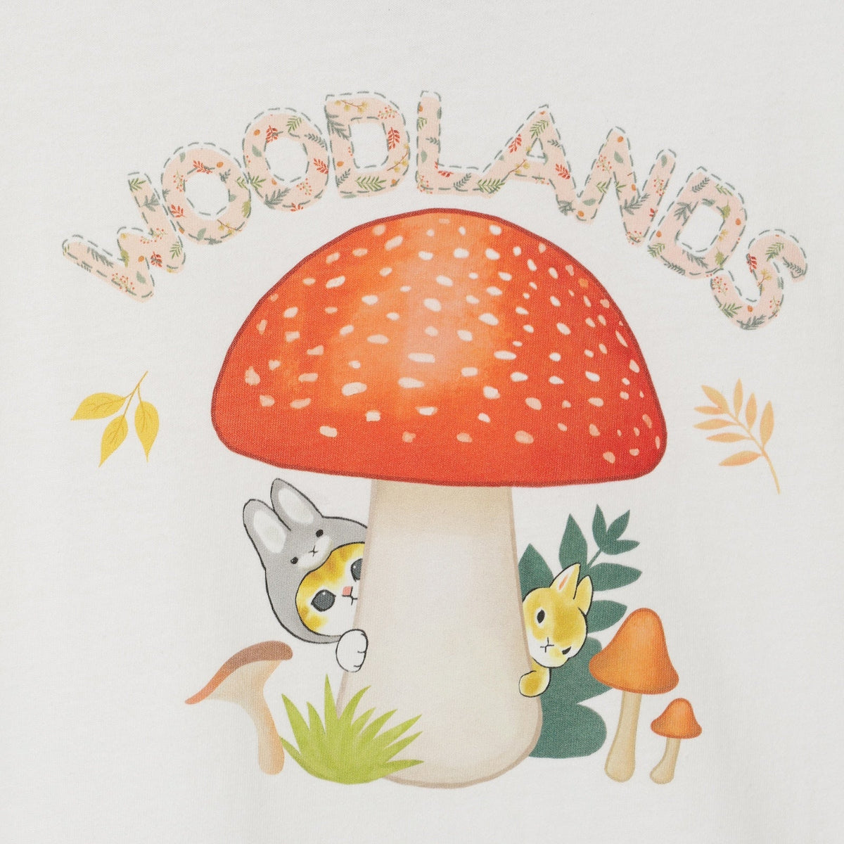 Polera blanca Mofusand Woodlands Conejitos