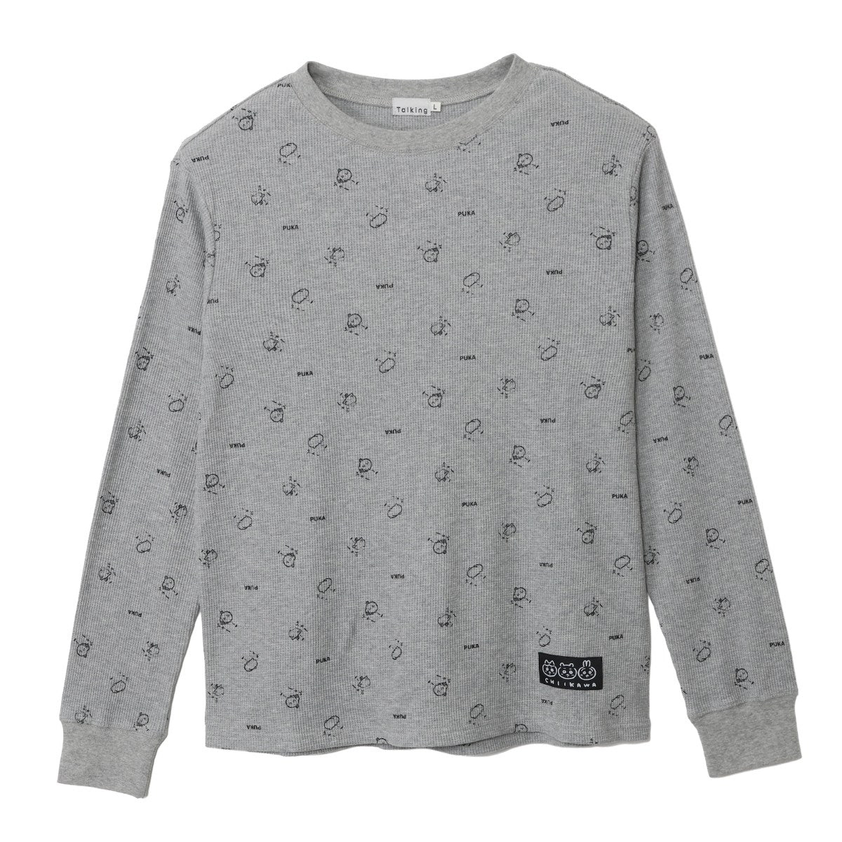 Polera waffle manga larga Chiikawa, gris