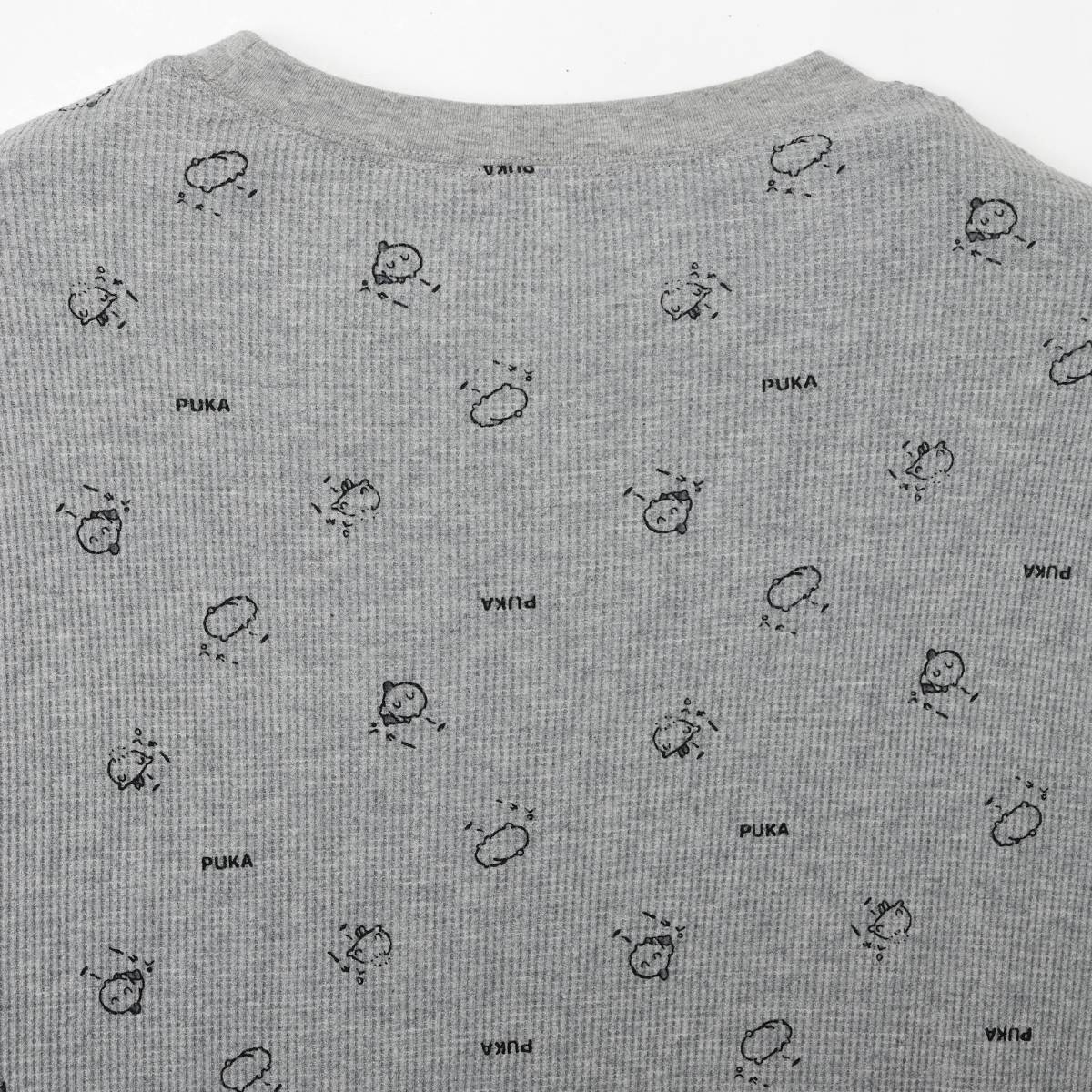 Polera waffle manga larga Chiikawa, gris