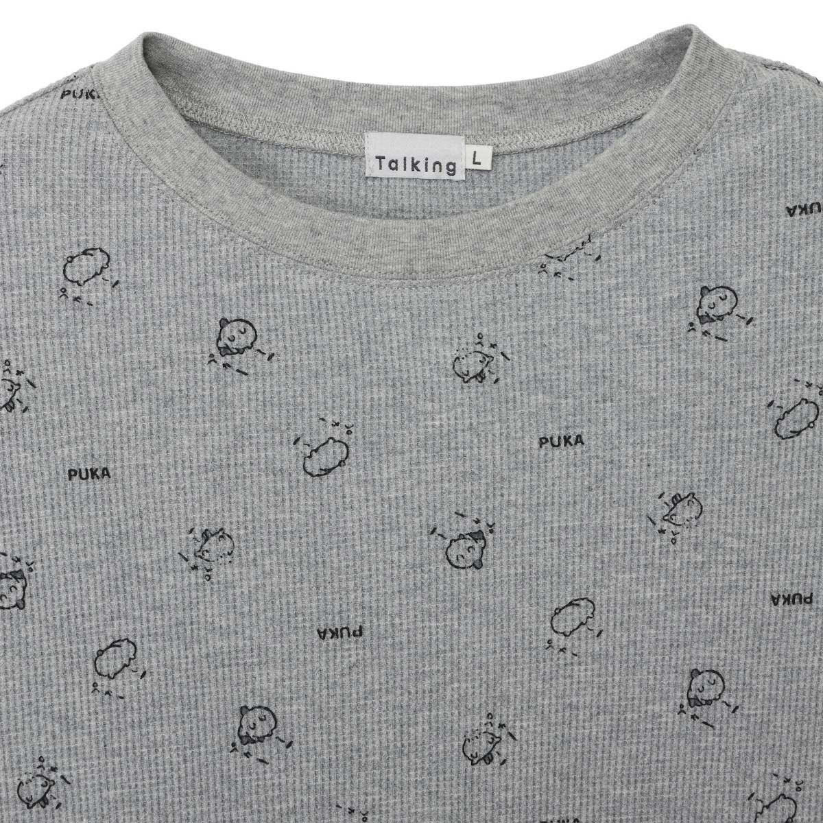Polera waffle manga larga Chiikawa, gris