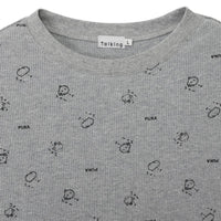 Polera waffle manga larga Chiikawa, gris