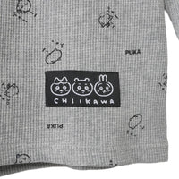 Polera waffle manga larga Chiikawa, gris