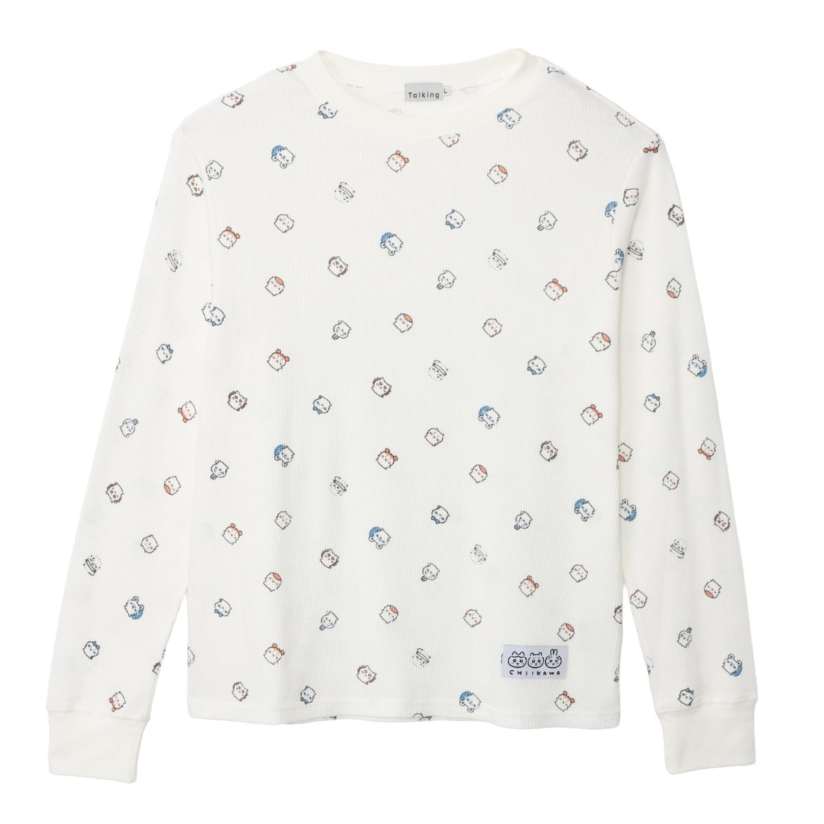Polera waffle manga larga Chiikawa blanca