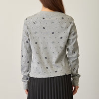 Polera waffle Mofusand gris con lunares