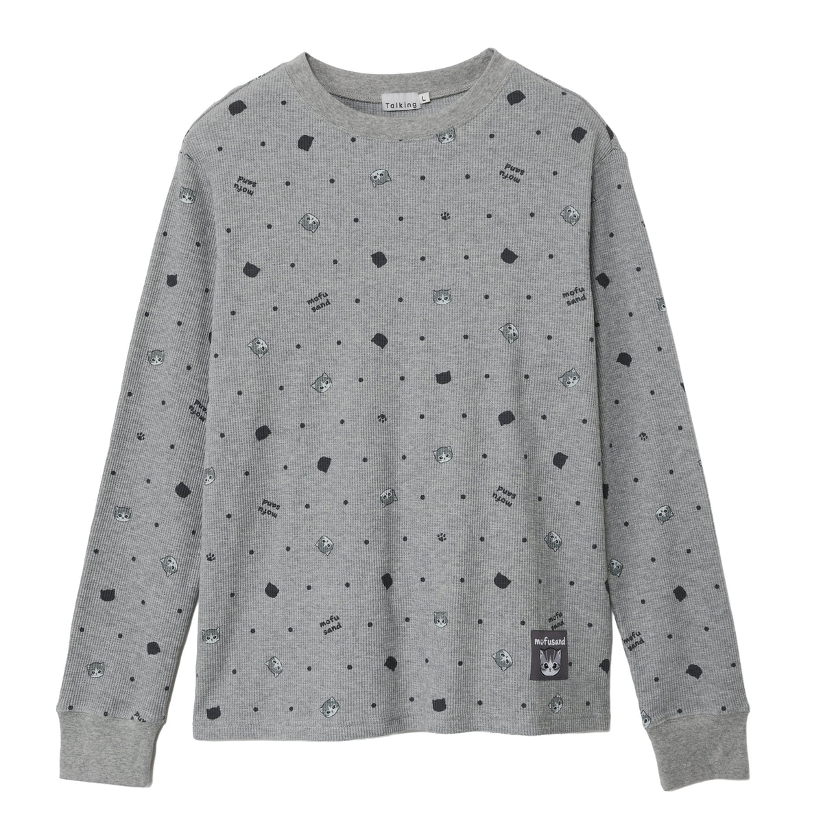 Polera waffle Mofusand gris con lunares