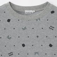 Polera waffle Mofusand gris con lunares