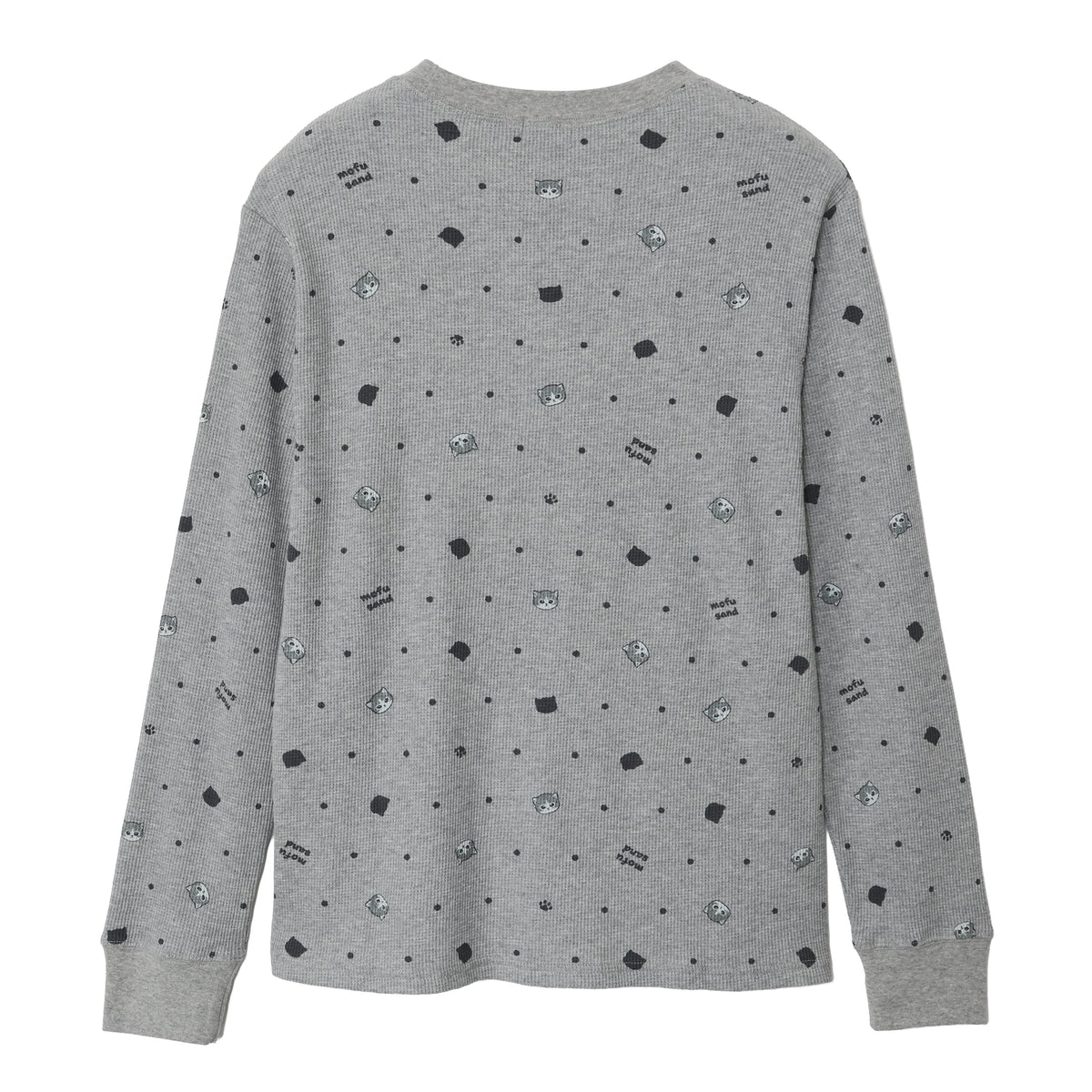 Polera waffle Mofusand gris con lunares