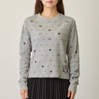 Polera waffle Mofusand gris con lunares