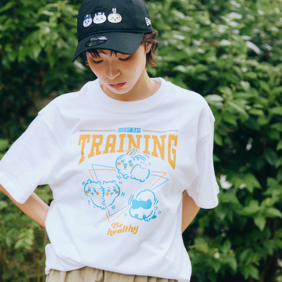 Chiikawa: Polera blanca de entrenamiento en trío