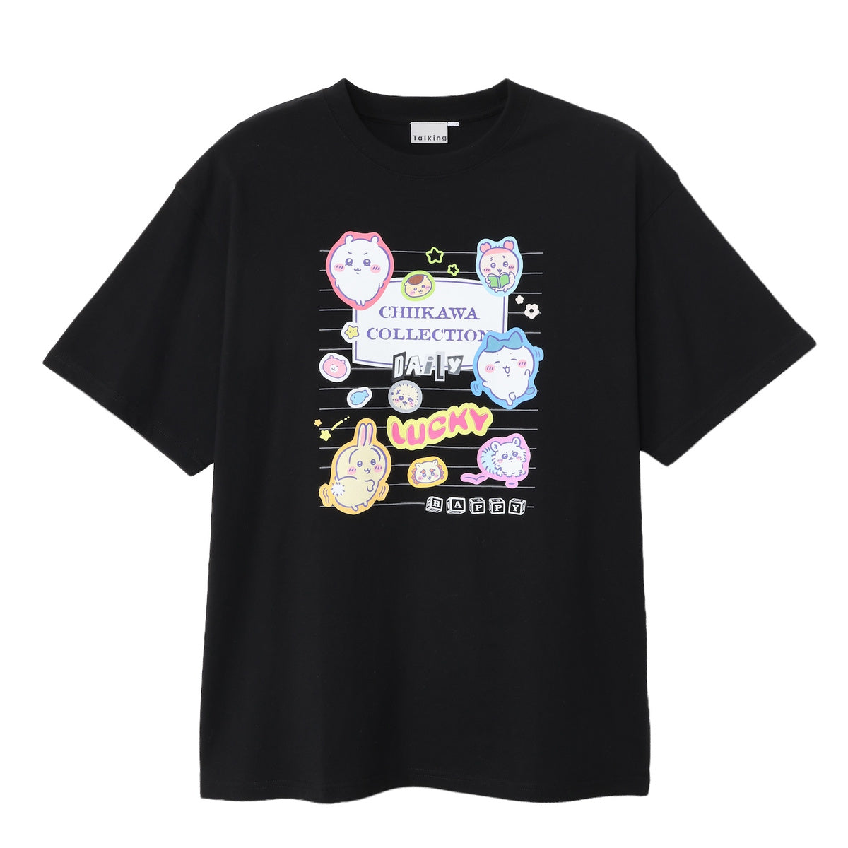 Polera Chiikawa estilo cuaderno universitario negra
