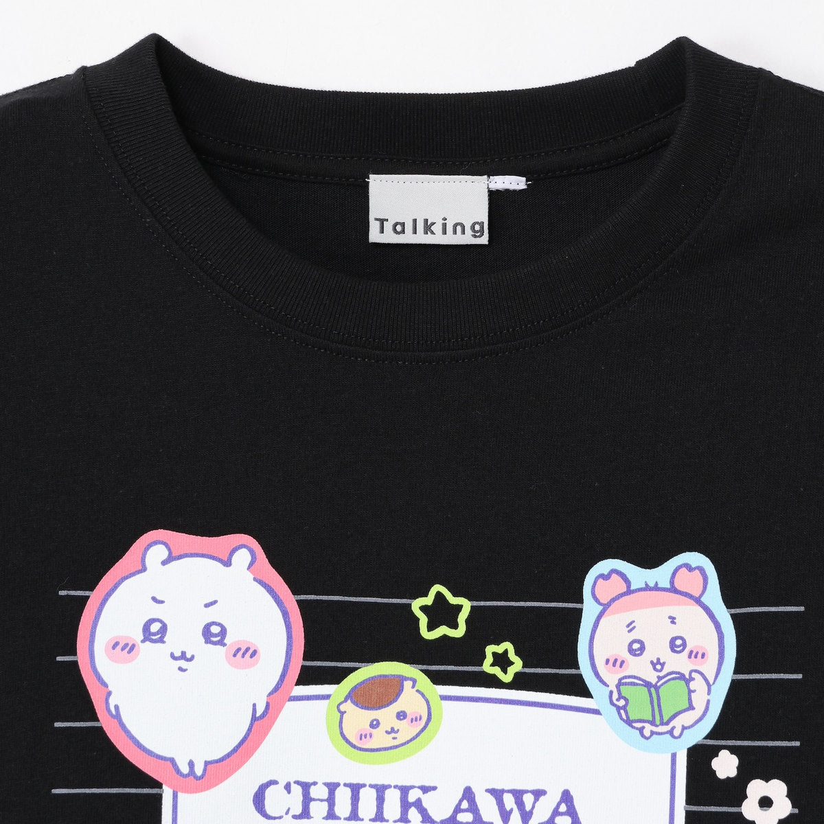 Polera Chiikawa estilo cuaderno universitario negra