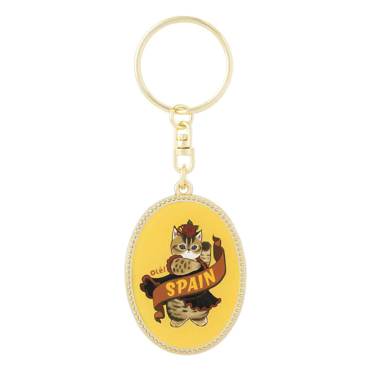 Llavero metálico ovalado Mofusand: gato flan