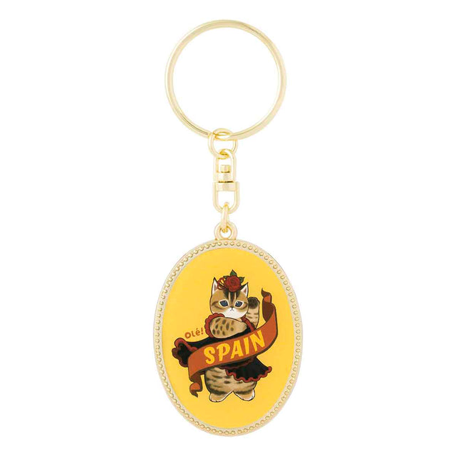 Llavero metálico ovalado Mofusand: gato flan