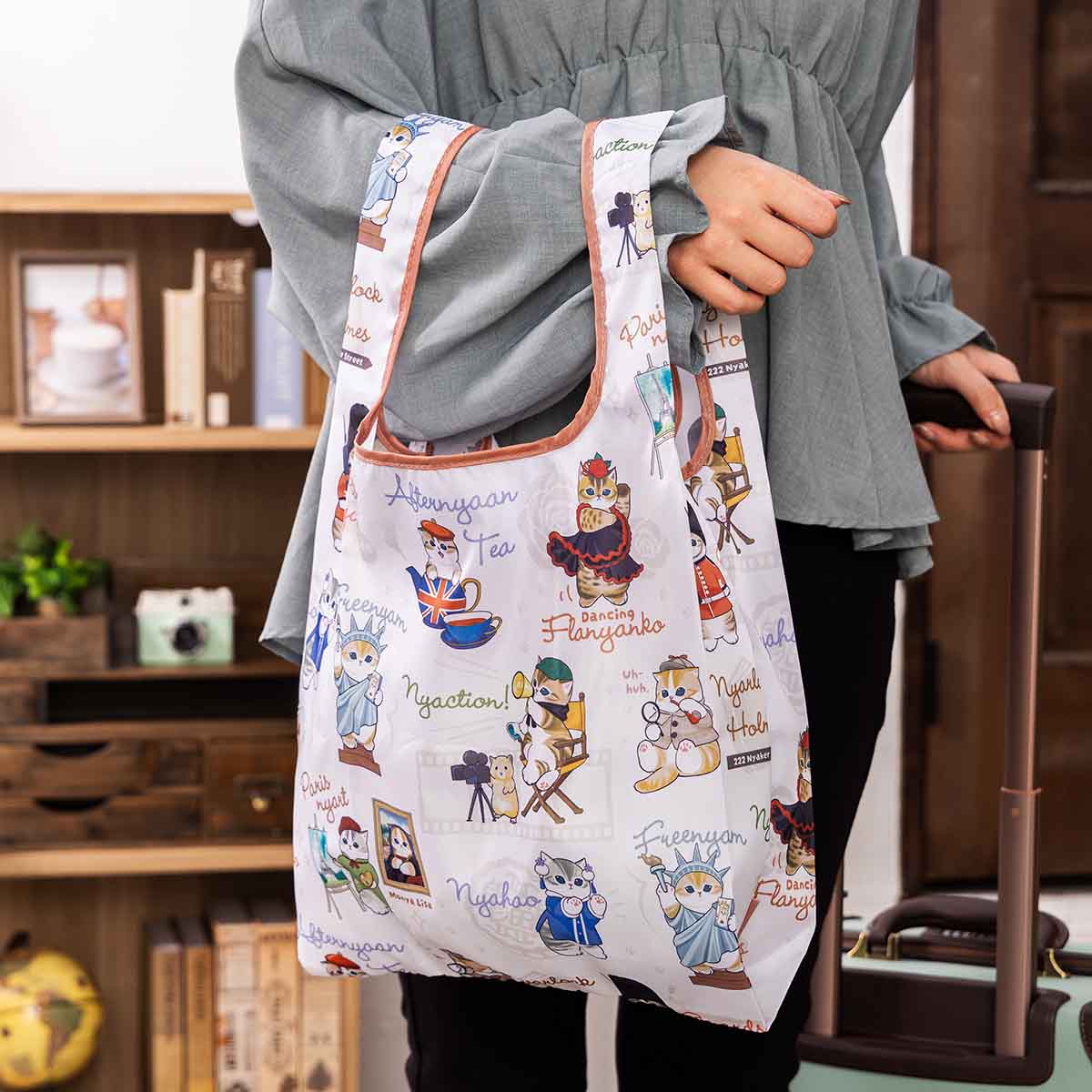 Bolsa ecológica plegable Mofusand Gato Pizza