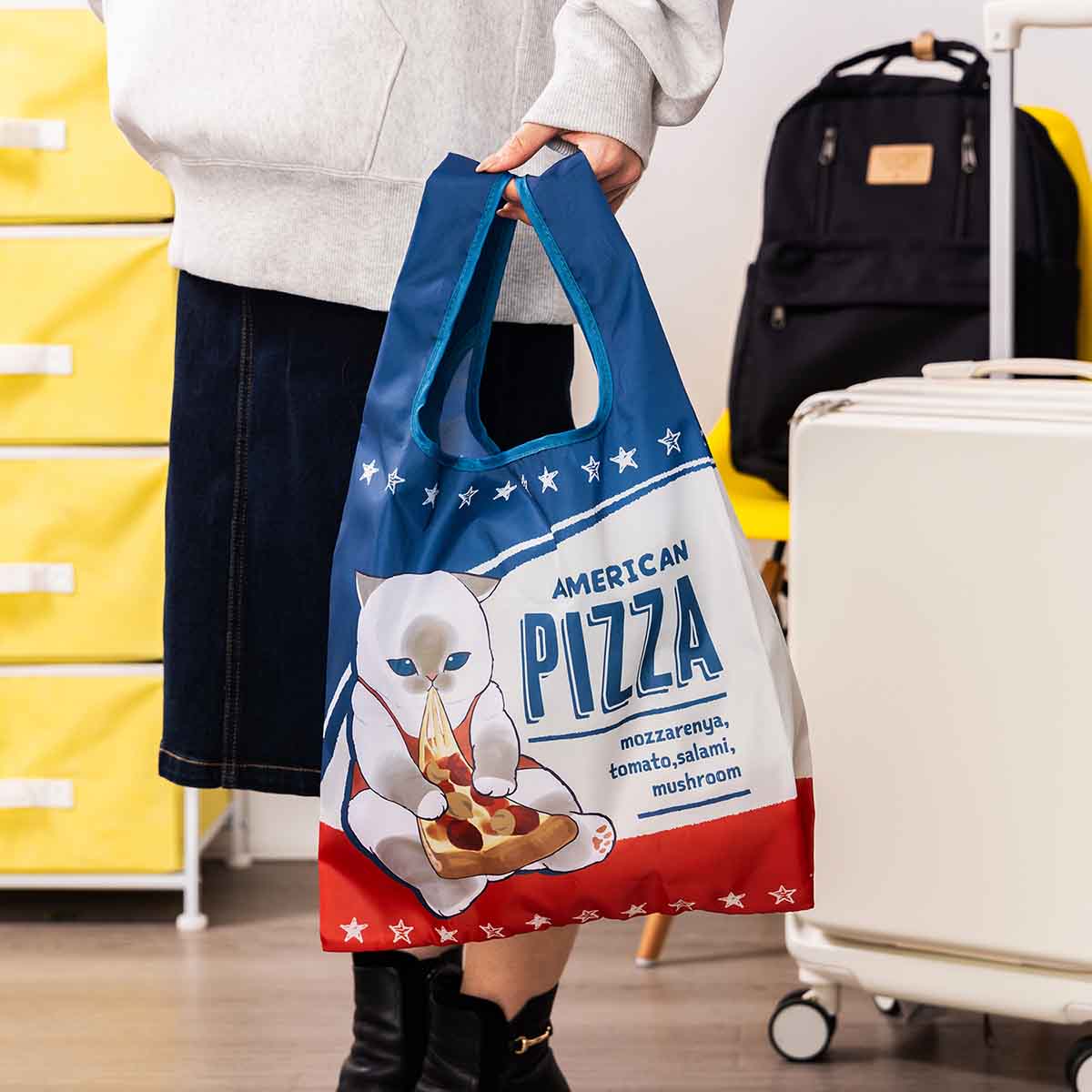 Bolsa ecológica plegable Mofusand Gato Pizza