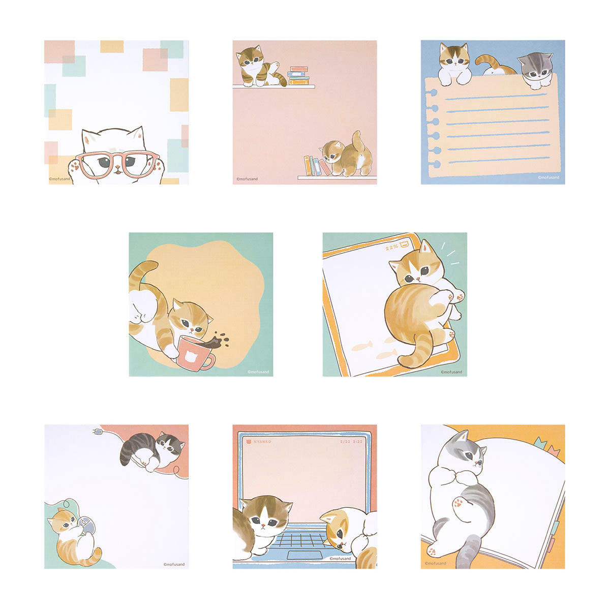 Notas adhesivas cuadradas Mofusand (8 diseños)
