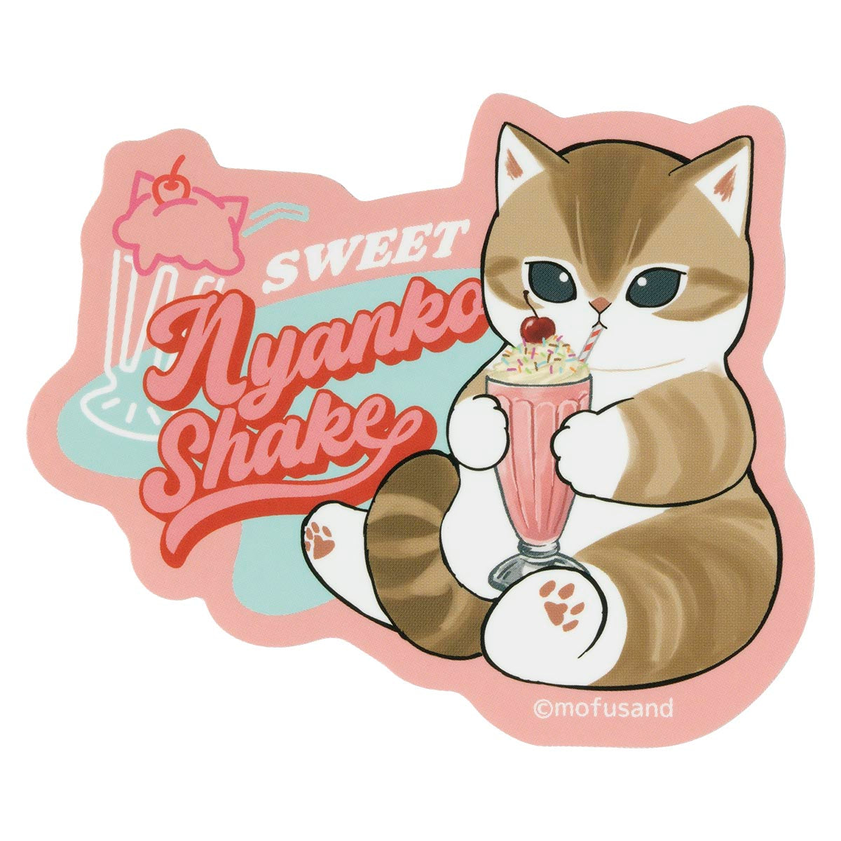 Sticker Mofusand Diner: gatito con malteada