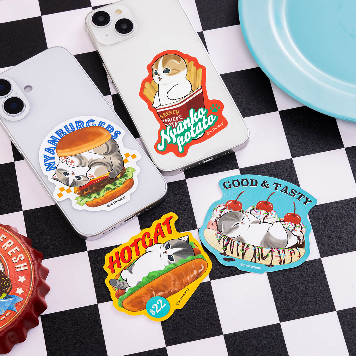 Sticker Mofusand Diner con postre de gatito