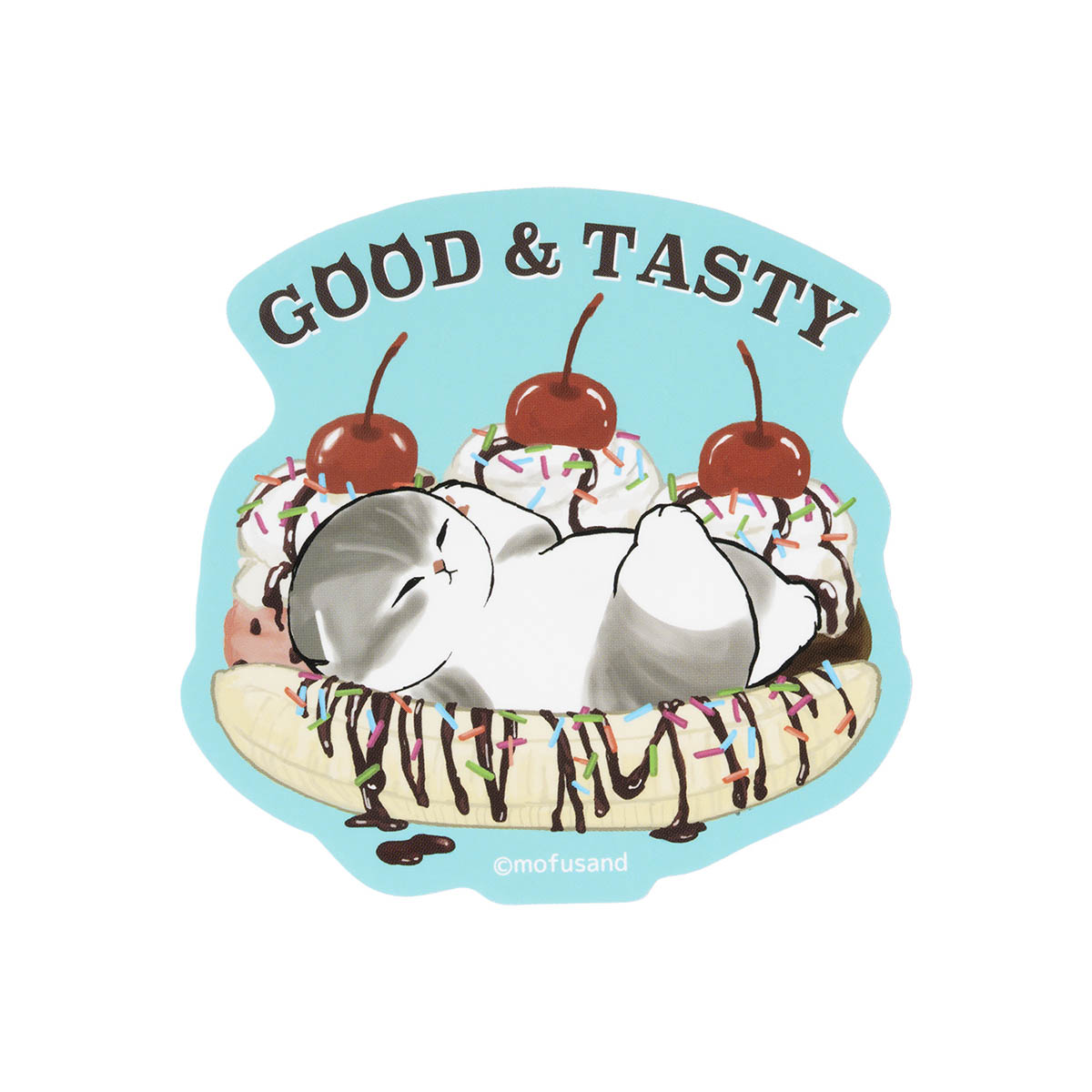 Sticker Mofusand Diner con postre de gatito