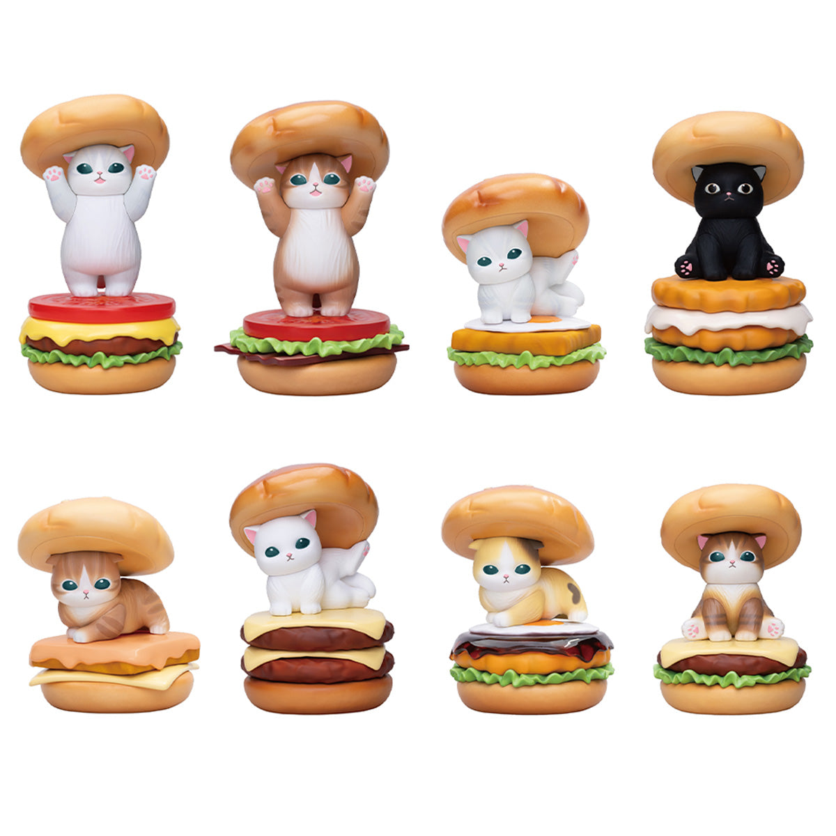 Mofusand GPS BOX: colección de 8 figuras de gatitos hamburguesa