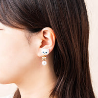 Aros Mofusand con lazo y perla blancos