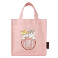 Bolso tote cuadrado Mofusand Coffee and Donuts rosado