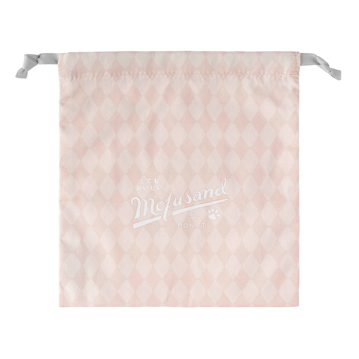 Bolsa con cordón Mofusand de café y donas, rosada